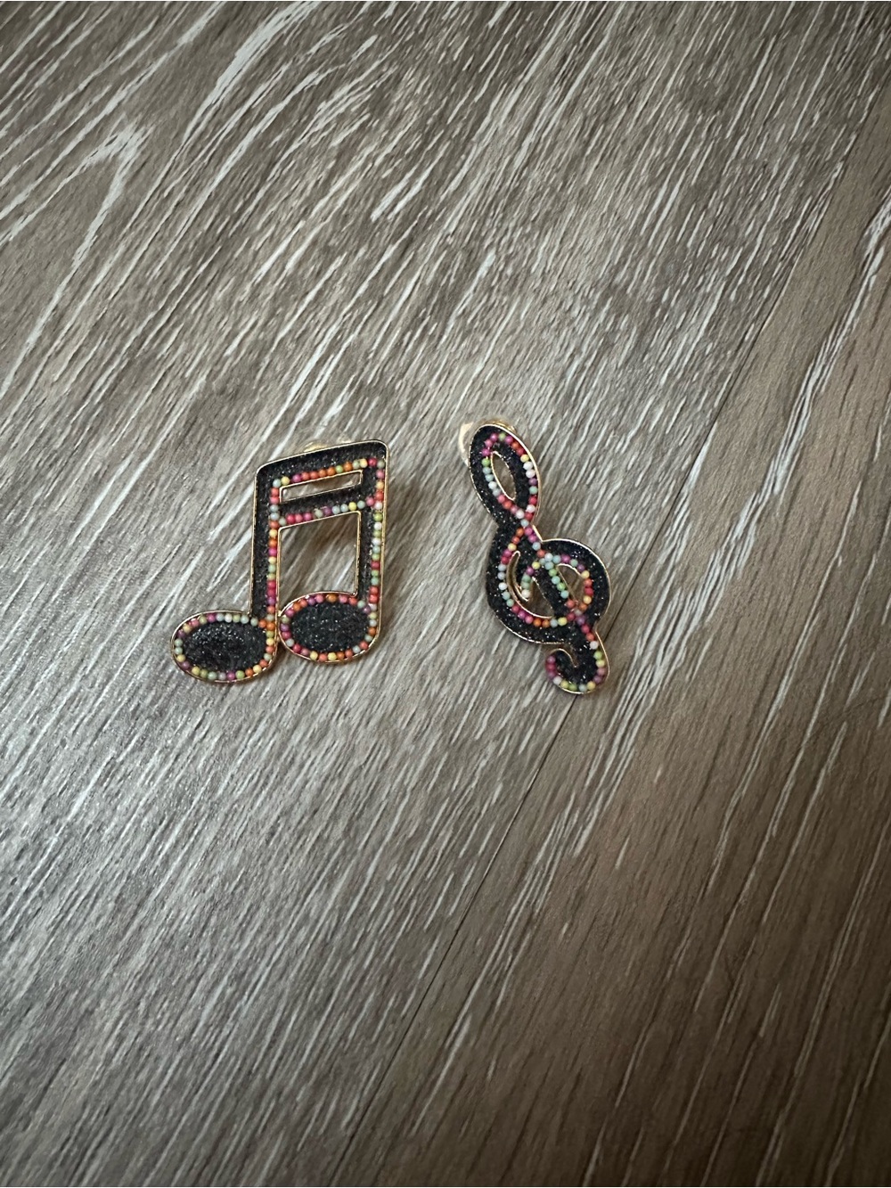 BaubleBar Black Musical Note Stud Earrings with Multicolor Accents